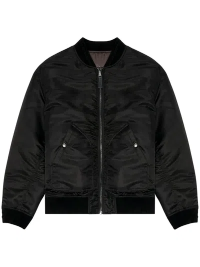 Diesel Bomber Jacket In Padded Nylon With Oval D In Black