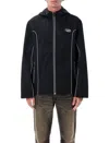 Diesel Contrast Piping Logo-patch Windbreaker In Black