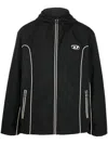 Diesel Contrast Piping Logo-patch Windbreaker In Schwarz