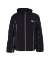 Diesel Contrast Piping Logo-patch Windbreaker In Black