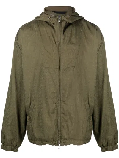 Diesel Logo-jacquard Zip-up Jacket In Green