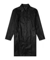 Diesel Distressed Car Coat With Flannel Lining In Black