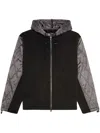 Diesel Hooded Jacket In Fleece And Quilted Nylon In Black