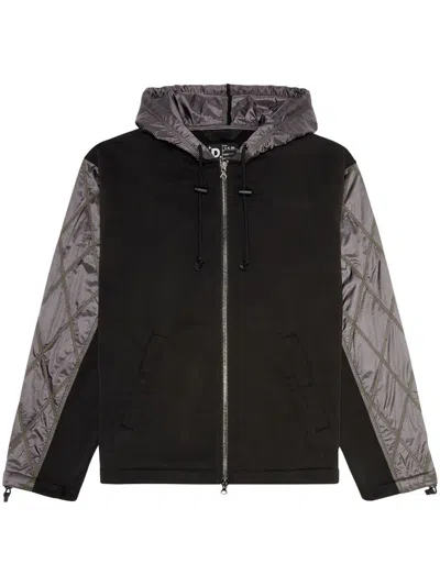 Diesel Hooded Jacket In Fleece And Quilted Nylon In Tobedefined