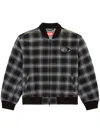 Diesel Padded Bomber Jacket In Check Flannel In Black