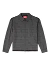 Diesel Coach Jacket In Prince Of Wales Wool Blend And Satin In Gray