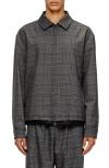Diesel Coach Jacket In Prince Of Wales Wool Blend And Satin In Black