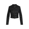 Diesel Leather Cropped Jacket Zip Pockets In Black