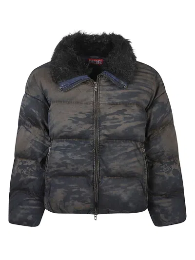 Diesel W-johns Down Jacket In Gray