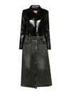Diesel Hybrid Coat In Denim And Leather In Black