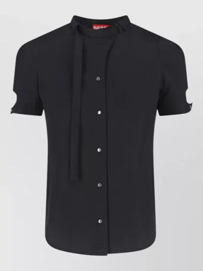 Diesel Jacket Cut Out Sleeves Decorative Buttons Collar In Black