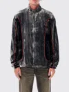 Diesel Track Jacket In Treated Velvet In Silver