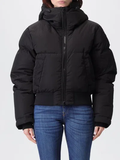 Diesel Hooded Down Jacket In Crinkled Nylon In Black