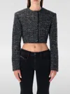 Diesel Cropped Tweed Jacket Long Sleeves In Black