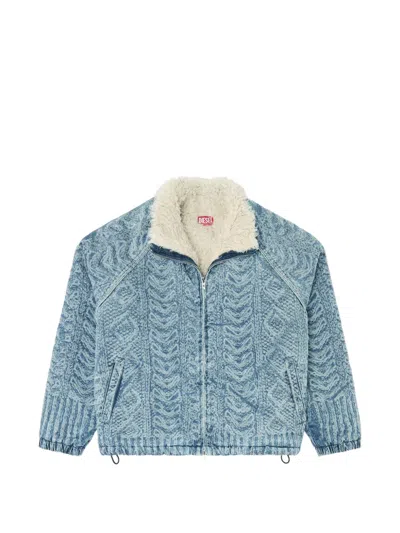 Diesel Jacket In Cable-knit-effect Denim In Multi