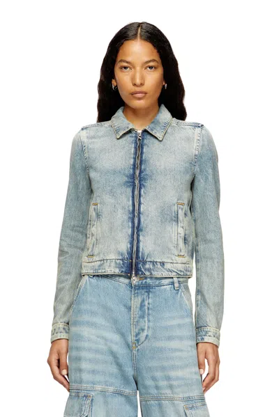 Diesel Jacket In Dirt-effect Fluid Tencel Denim In Blue