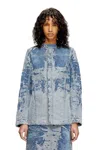 Diesel Jacket In Distressed Jacquard Denim In Blue