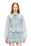 Diesel Jacket In Graphic Denim With Crystals In Blue