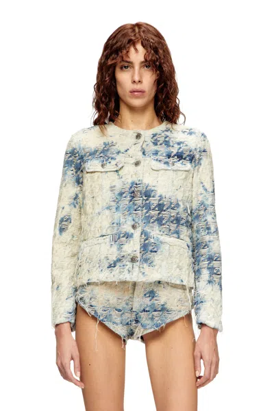 Diesel Jacket In Houndstooth-weave Denim In Multi