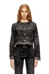 Diesel Grey Jacket With Round Neck And Frayed Edges In Cotton Blend Woman In Black