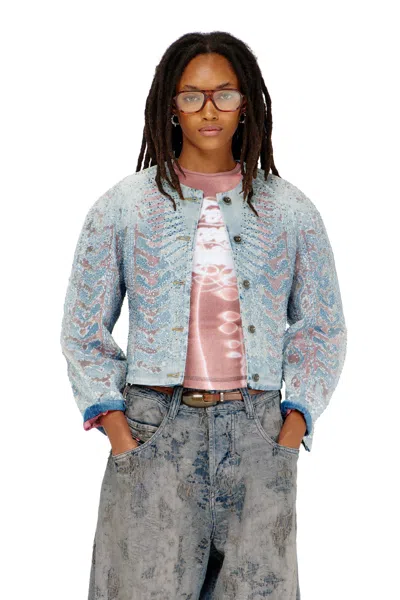 Diesel Jacket In Microstone Devoré Denim
