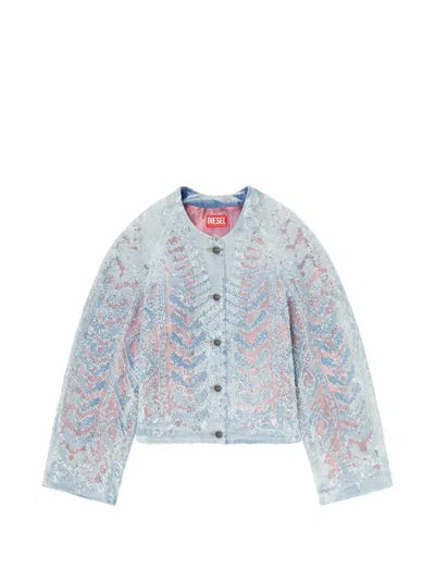 DIESEL JACKET IN MICROSTONE DEVORÉ DENIM