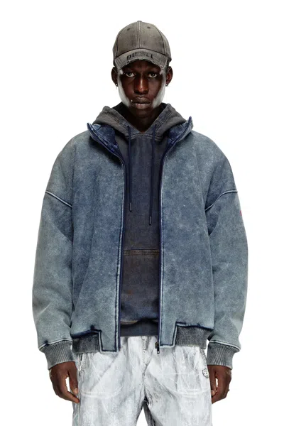 Diesel Jacket In Teddy-bonded Jersey In Blue