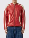 Diesel Colour-block Leather Biker Jacket In Red