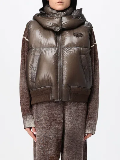 Diesel Jacket Woman Color Dove Grey In Brown