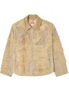 Diesel Jacket In Overdyed Floating-thread Denim
