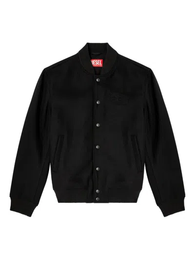Diesel Bomber Jacket With Embroidered Logo In Black