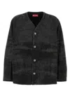 Diesel V-neck Button-up Jacket In Black