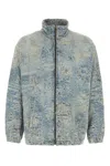 Diesel 'd-krap' Light-blue Worn Effect Jacket With Zip And Raised Collar In Blue