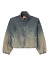 Diesel Zipped Jacket In Fluid Shaded Denim In Blue