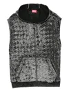 Diesel Hooded Zip-up Vest In Black