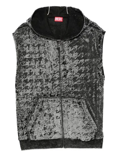 Diesel Hooded Zip-up Vest In Gray