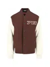Diesel Casual Jacket With Contrast Sleeves And Ribbed Accents In Brown