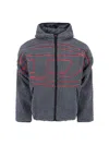 Diesel Textured Fleece Jacket With Bold Graphic Embroidery In Gray