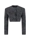 Diesel Cropped Tweed Jacket Long Sleeves In Gray