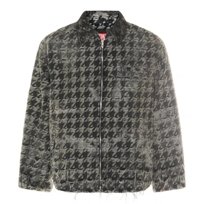 Diesel Jacket In Houndstooth-weave Denim In Black