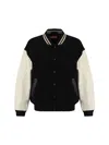 Diesel Varsity-style Black Wool Bomber Jacket In Multi