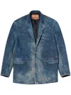 Diesel Blazer In Hand-treated Dirty Denim In Navy