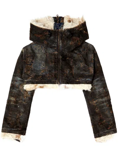 Diesel Jacquard Cropped Jacket In Black