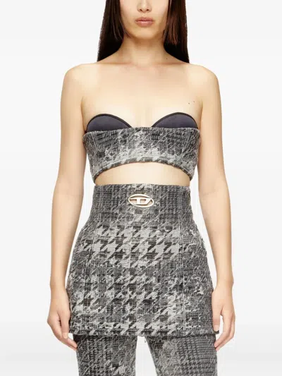 DIESEL JACQUARD-DENIM BRALETTE