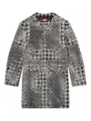 Diesel Coat In Prince Of Wales Jacquard Denim In Gray
