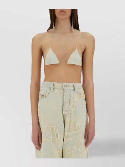 DIESEL JACQUARD DENIM HIGH-WAISTED TRIANGLE TOP