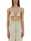 Diesel Triangle Top In Jacquard Denim With Floating Threads In Denim
