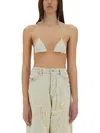 Diesel Triangle Top In Jacquard Denim With Floating Threads