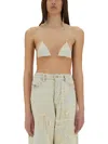 Diesel Triangle Top In Jacquard Denim With Floating Threads In Neutrals