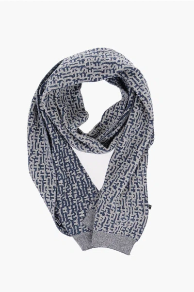 Diesel Jacquard Roquet Scarf With Logo Pattern In Gray